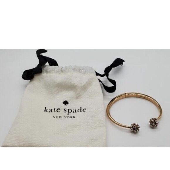 Kate Spade Gold Tone Rhinestone Hinged Cuff Bracelet - Picture 1 of 10